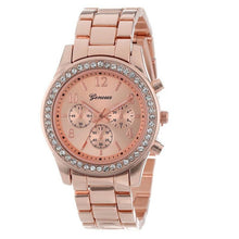 Load image into Gallery viewer, Lovesky 2018 New Fashion Faux Chronograph Plated Classic Geneva Quartz Ladies Watch Women Crystals Wristwatches Relogio Feminino
