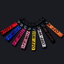 Load image into Gallery viewer, Off White Keychain Women Ribbon Phone Case Wallet Bag Key Chain 8colors Key Ring Llaveros Mujer Chaveiro 2019